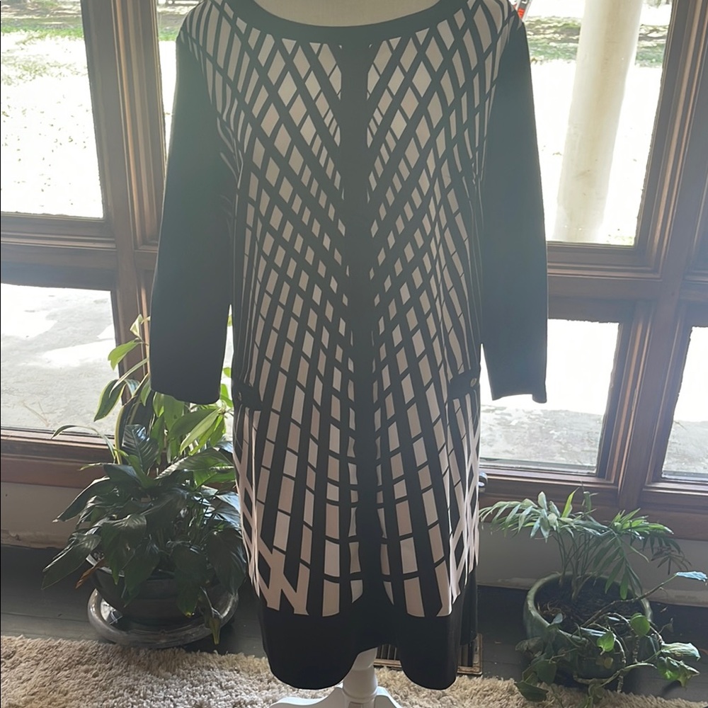 Stylish Geometric Black and White Dress
